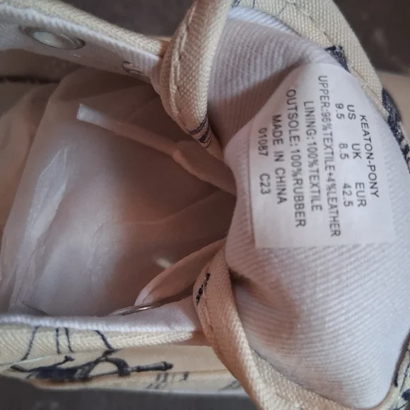 POLO RALPH LAUREN KEATON ON THE TACK PRINTED CANVAS SNEAKERS. NEW 9.5 - Picture 7 of 8